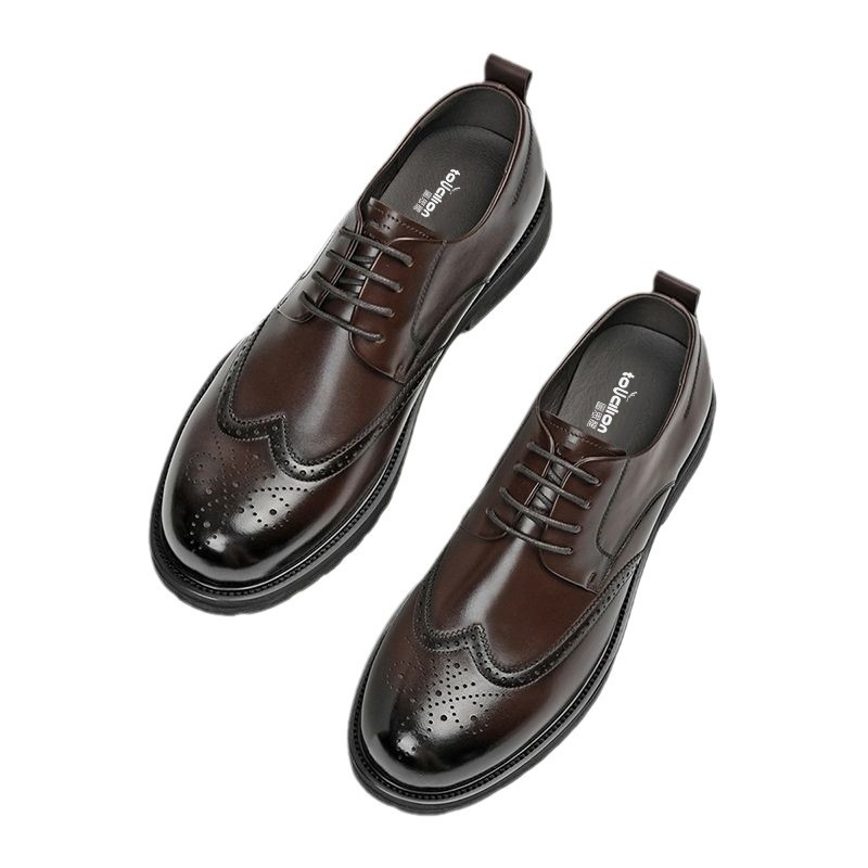 Pantofi din piele pentru bărbați - Casual Business, Vârf ascuțit, Partea superioară din piele de vită, talpă din cauciuc, gleznă joasă, respirabili, impermeabili, rezistenți la abraziune