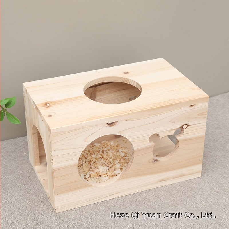 Casă din lemn pentru animale de companie mici — formă dreptunghiulară, lemn solid, stil modern, pentru hamster, utilizare în interior