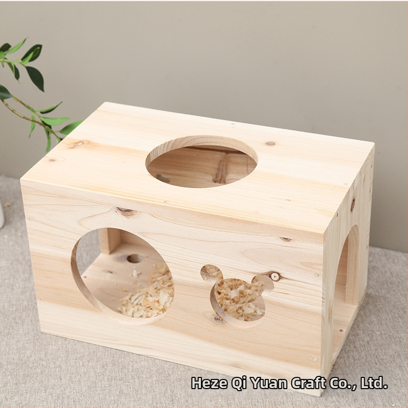 Casă din lemn pentru animale de companie mici — formă dreptunghiulară, lemn solid, stil modern, pentru hamster, utilizare în interior