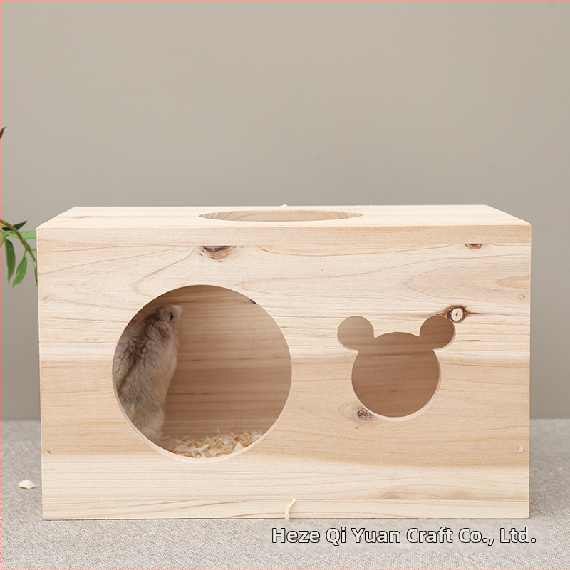 Casă din lemn pentru animale de companie mici — formă dreptunghiulară, lemn solid, stil modern, pentru hamster, utilizare în interior