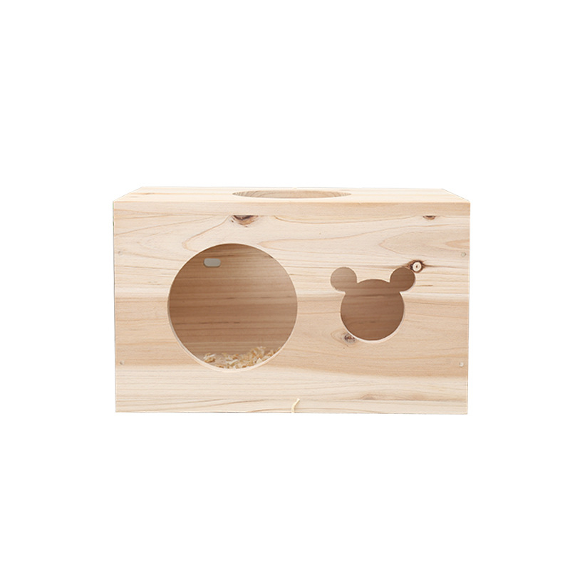 Casă din lemn pentru animale de companie mici — formă dreptunghiulară, lemn solid, stil modern, pentru hamster, utilizare în interior