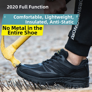 Pánske bezpečnostné pracovné topánky, izolované, s ochranou proti nárazu a prepichnutiu, protišmykové, odolné voči opotrebeniu, s plastovo-ocelovým špičkou