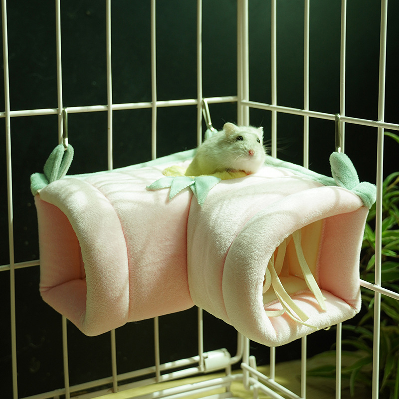 Cuib-hamac pentru hamster cu tunel – pasaj semiînchis; Material: burete și pluș scurt; Brand Ji zai zai; Toamnă și iarnă