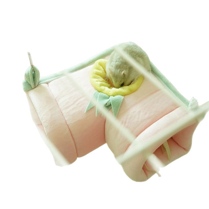 Cuib-hamac pentru hamster cu tunel – pasaj semiînchis; Material: burete și pluș scurt; Brand Ji zai zai; Toamnă și iarnă