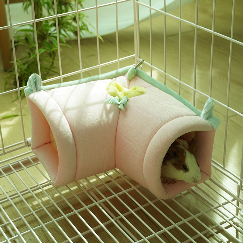 Cuib-hamac pentru hamster cu tunel – pasaj semiînchis; Material: burete și pluș scurt; Brand Ji zai zai; Toamnă și iarnă