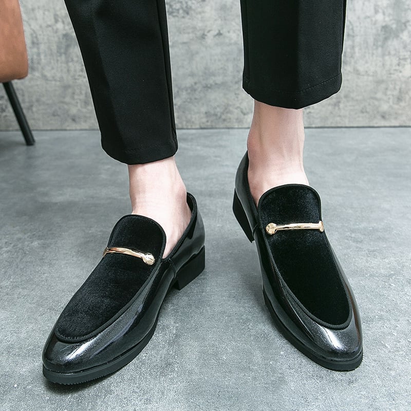 Loafers bărbați din PU, căptușeală din piele, talpă din cauciuc, vârf din piele, vârf rotund, gleznă joasă, slip-on, confortabili