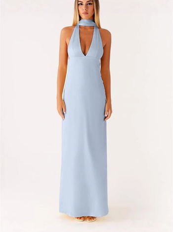 Rochie midi fără mâneci, halter, material poliester, conținut poliester 90–95%, detaliu colaj