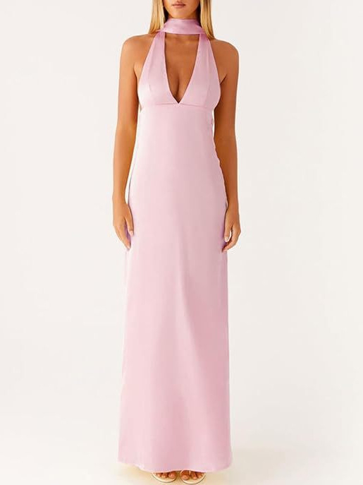 Rochie midi fără mâneci, halter, material poliester, conținut poliester 90–95%, detaliu colaj