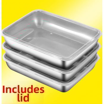 Δοχείο τροφίμων από ανοξείδωτο χάλυβα 304 με καπάκι, ορθογώνιο, κατάλληλο για φούρνο μικροκυμάτων, χωρητικότητα κάτω από 300 ml, μονόστρωτο