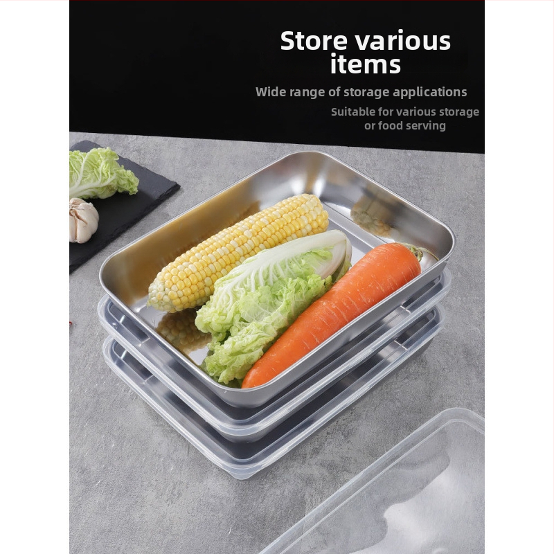 Δοχείο τροφίμων από ανοξείδωτο χάλυβα 304 με καπάκι, ορθογώνιο, κατάλληλο για φούρνο μικροκυμάτων, χωρητικότητα κάτω από 300 ml, μονόστρωτο