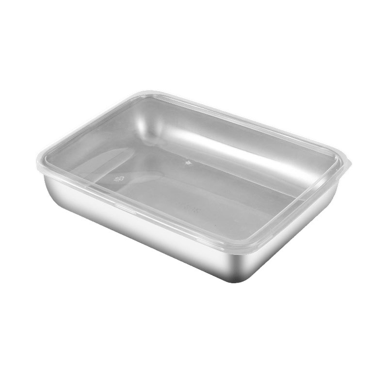 Δοχείο τροφίμων από ανοξείδωτο χάλυβα 304 με καπάκι, ορθογώνιο, κατάλληλο για φούρνο μικροκυμάτων, χωρητικότητα κάτω από 300 ml, μονόστρωτο