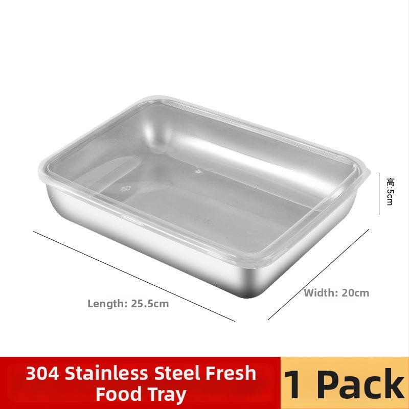 Δοχείο τροφίμων από ανοξείδωτο χάλυβα 304 με καπάκι, ορθογώνιο, κατάλληλο για φούρνο μικροκυμάτων, χωρητικότητα κάτω από 300 ml, μονόστρωτο