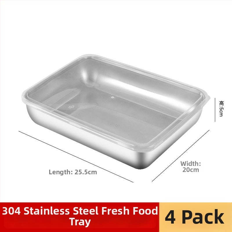 Δοχείο τροφίμων από ανοξείδωτο χάλυβα 304 με καπάκι, ορθογώνιο, κατάλληλο για φούρνο μικροκυμάτων, χωρητικότητα κάτω από 300 ml, μονόστρωτο