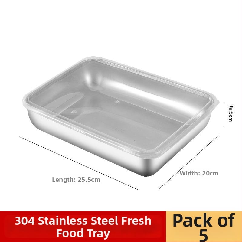 Δοχείο τροφίμων από ανοξείδωτο χάλυβα 304 με καπάκι, ορθογώνιο, κατάλληλο για φούρνο μικροκυμάτων, χωρητικότητα κάτω από 300 ml, μονόστρωτο