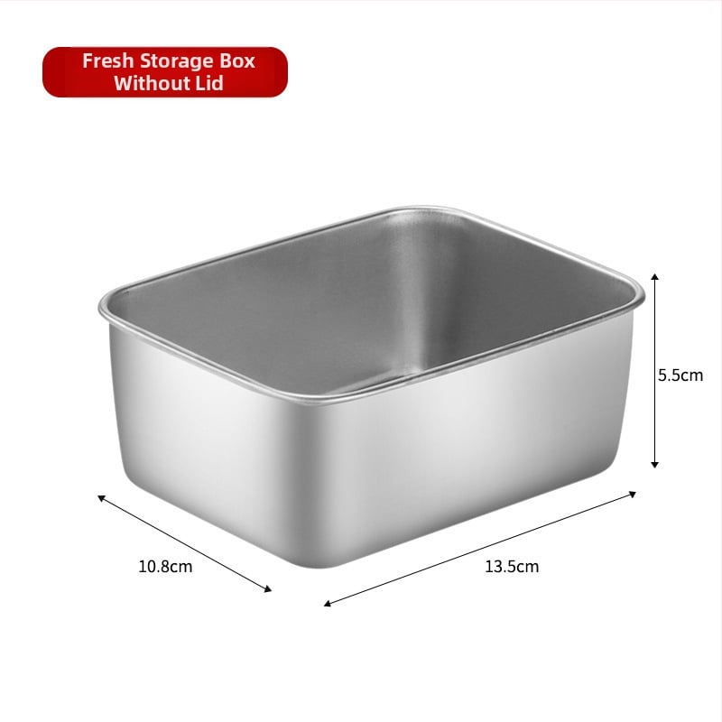 Δοχείο τροφίμων από ανοξείδωτο χάλυβα 304 με καπάκι, ορθογώνιο, κατάλληλο για φούρνο μικροκυμάτων, χωρητικότητα κάτω από 300 ml, μονόστρωτο