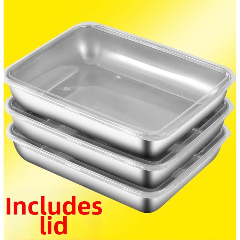 Δοχείο τροφίμων από ανοξείδωτο χάλυβα 304 με καπάκι, ορθογώνιο, κατάλληλο για φούρνο μικροκυμάτων, χωρητικότητα κάτω από 300 ml, μονόστρωτο