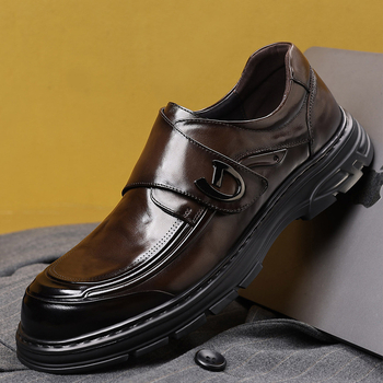 Muške kožne slip-on cipele — lake, udobne, Velcro zatvarač, kožna prstna kapica, poslovni stil