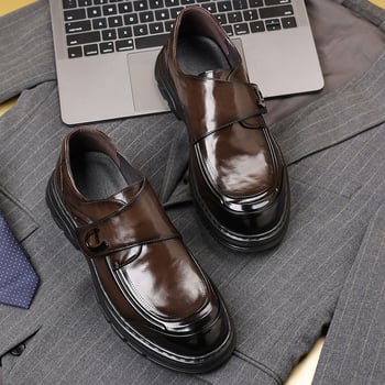 Muške kožne slip-on cipele — lake, udobne, Velcro zatvarač, kožna prstna kapica, poslovni stil