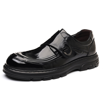 Muške kožne slip-on cipele — lake, udobne, Velcro zatvarač, kožna prstna kapica, poslovni stil