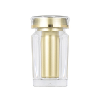 NMN kapszula csomagoló négyszögletes műanyag üveg, 100 ml, PS műanyag, bronzing (ezüst) felület, dupla kupak, nyomtatott logó