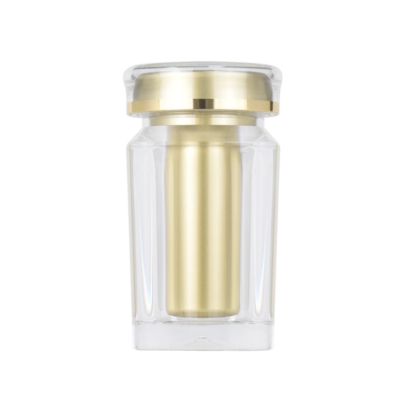 NMN kapszula csomagoló négyszögletes műanyag üveg, 100 ml, PS műanyag, bronzing (ezüst) felület, dupla kupak, nyomtatott logó