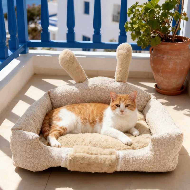 Κρεβάτι σκύλου με σχέδιο λαγουδάκι με αυτιά, για εσωτερική χρήση, κατάλληλο για όλες τις εποχές, πολυεστερικό ύφασμα