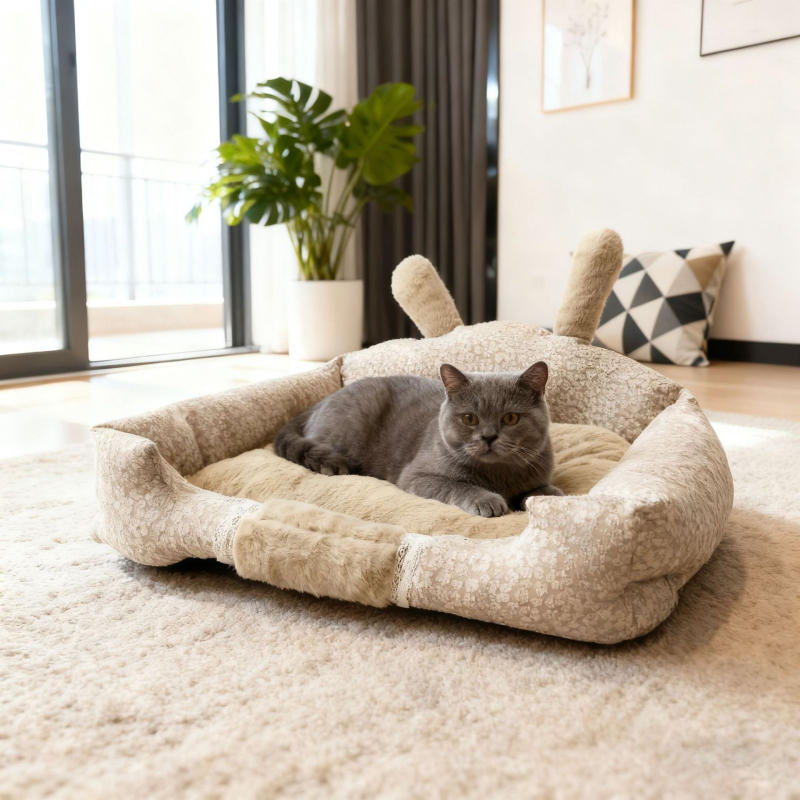 Κρεβάτι σκύλου με σχέδιο λαγουδάκι με αυτιά, για εσωτερική χρήση, κατάλληλο για όλες τις εποχές, πολυεστερικό ύφασμα