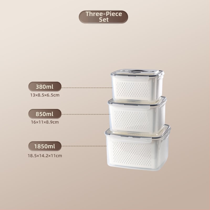 Πλαστικό ορθογώνιο δοχείο αποθήκευσης φαγητού με καπάκι, διπλό επίπεδο, τροφίμου ποιότητας, κατάλληλο για ψυγείο