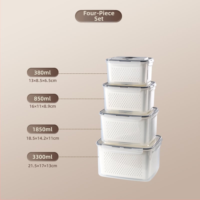 Πλαστικό ορθογώνιο δοχείο αποθήκευσης φαγητού με καπάκι, διπλό επίπεδο, τροφίμου ποιότητας, κατάλληλο για ψυγείο