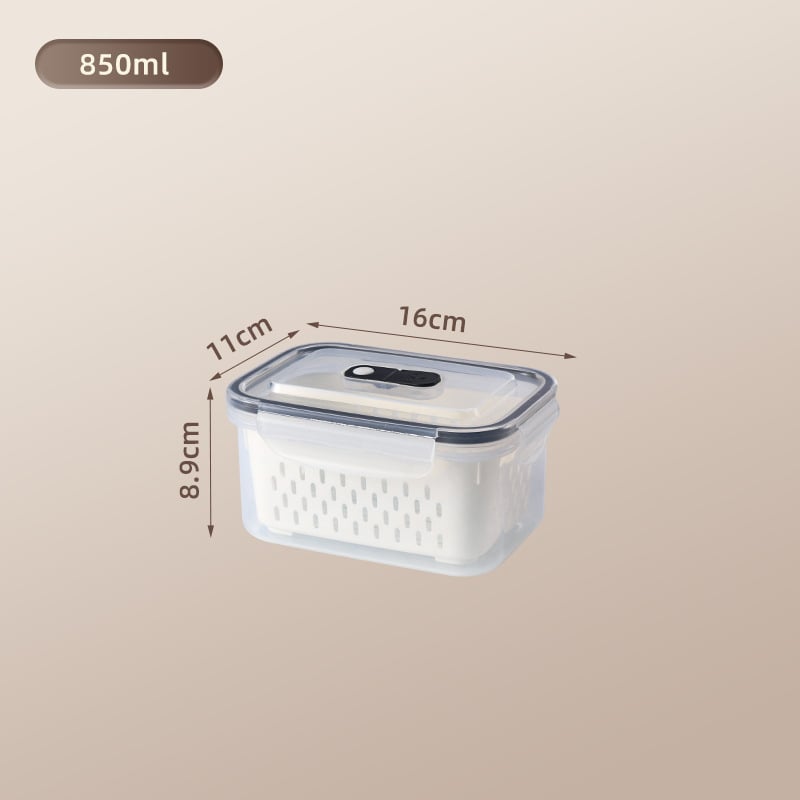 Πλαστικό ορθογώνιο δοχείο αποθήκευσης φαγητού με καπάκι, διπλό επίπεδο, τροφίμου ποιότητας, κατάλληλο για ψυγείο