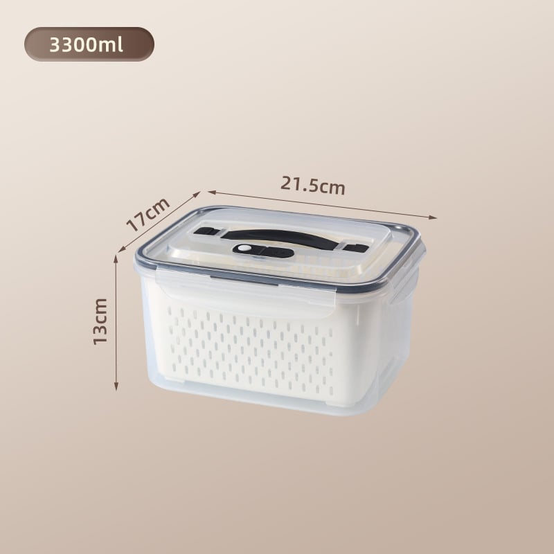 Πλαστικό ορθογώνιο δοχείο αποθήκευσης φαγητού με καπάκι, διπλό επίπεδο, τροφίμου ποιότητας, κατάλληλο για ψυγείο