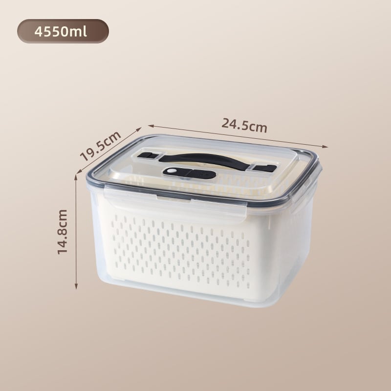 Πλαστικό ορθογώνιο δοχείο αποθήκευσης φαγητού με καπάκι, διπλό επίπεδο, τροφίμου ποιότητας, κατάλληλο για ψυγείο