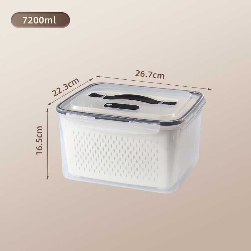 Πλαστικό ορθογώνιο δοχείο αποθήκευσης φαγητού με καπάκι, διπλό επίπεδο, τροφίμου ποιότητας, κατάλληλο για ψυγείο