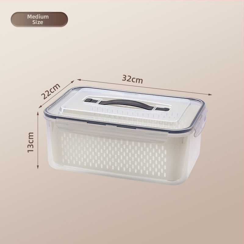 Πλαστικό ορθογώνιο δοχείο αποθήκευσης φαγητού με καπάκι, διπλό επίπεδο, τροφίμου ποιότητας, κατάλληλο για ψυγείο
