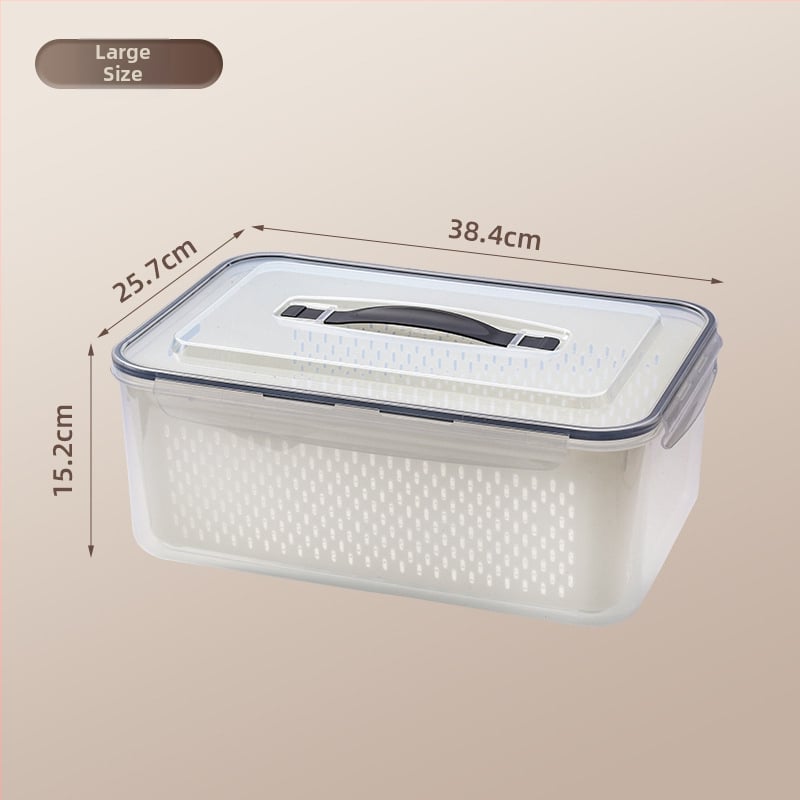 Πλαστικό ορθογώνιο δοχείο αποθήκευσης φαγητού με καπάκι, διπλό επίπεδο, τροφίμου ποιότητας, κατάλληλο για ψυγείο