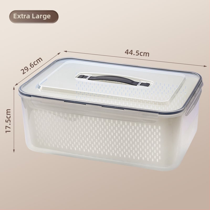 Πλαστικό ορθογώνιο δοχείο αποθήκευσης φαγητού με καπάκι, διπλό επίπεδο, τροφίμου ποιότητας, κατάλληλο για ψυγείο