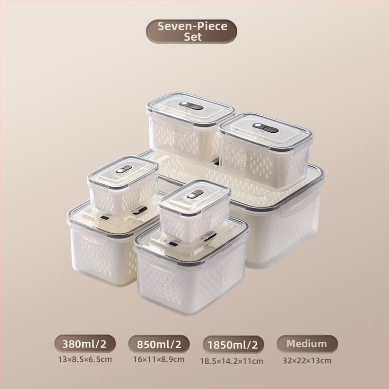 Πλαστικό ορθογώνιο δοχείο αποθήκευσης φαγητού με καπάκι, διπλό επίπεδο, τροφίμου ποιότητας, κατάλληλο για ψυγείο