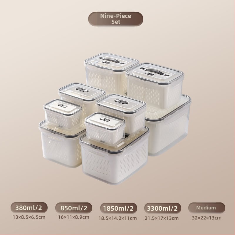 Πλαστικό ορθογώνιο δοχείο αποθήκευσης φαγητού με καπάκι, διπλό επίπεδο, τροφίμου ποιότητας, κατάλληλο για ψυγείο