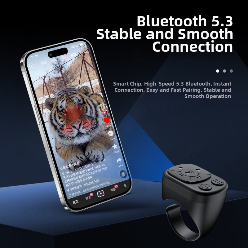 Ασύρματο δαχτυλίδι για selfies με Bluetooth τηλεχειριστήριο, μοντέλο J06, ABS περίβλημα, μπαταρία 50 mAh, εμβέλεια έως 10 m, USB διεπαφή