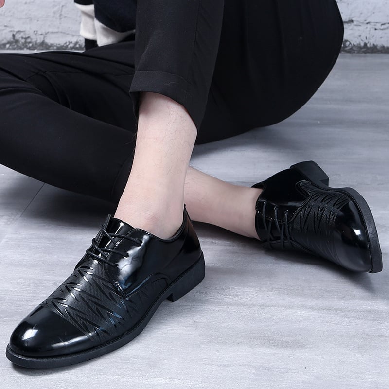 Muške kožne cipele – PU gornji dio, PVC đon, okrugli vrh, niski gornji dio, protuklizni đon, casual stil