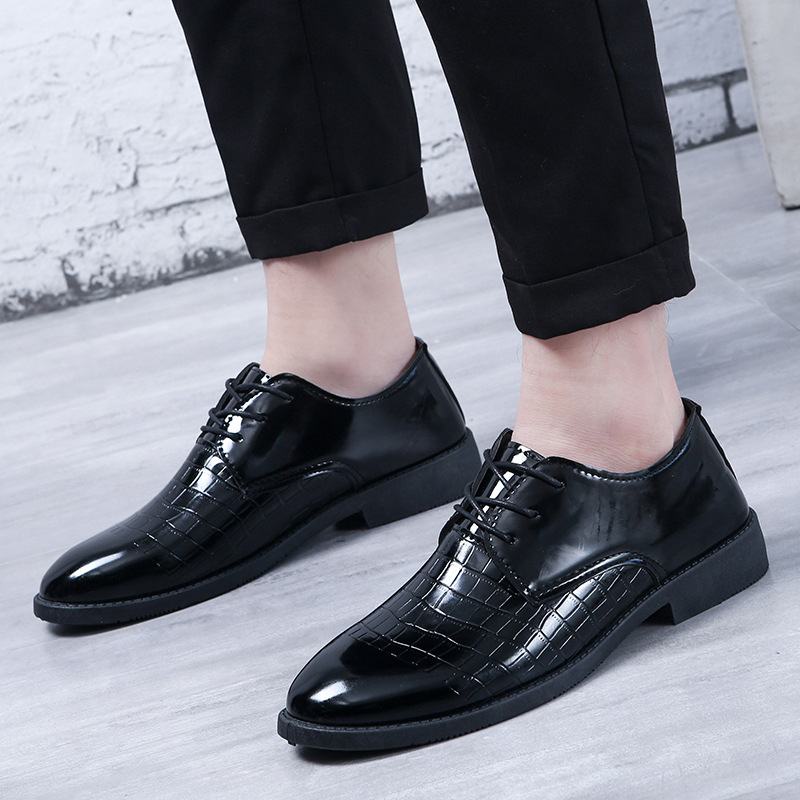 Muške kožne cipele – PU gornji dio, PVC đon, okrugli vrh, niski gornji dio, protuklizni đon, casual stil