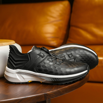 Desai Pantofi Sport Casual cu Buton Rotativ fără șireturi - Piele naturală respirabilă pe partea superioară, 0–3 cm înălțime superioară, talpă din cauciuc, toc mediu 3–5 cm, închidere cu buton rotativ