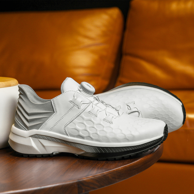 Desai Pantofi Sport Casual cu Buton Rotativ fără șireturi - Piele naturală respirabilă pe partea superioară, 0–3 cm înălțime superioară, talpă din cauciuc, toc mediu 3–5 cm, închidere cu buton rotativ