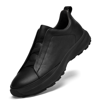 Pantofi sport din piele naturală pentru bărbați, ușori, cu închidere cu bandă elastică, talpă PU și talpă din spumă