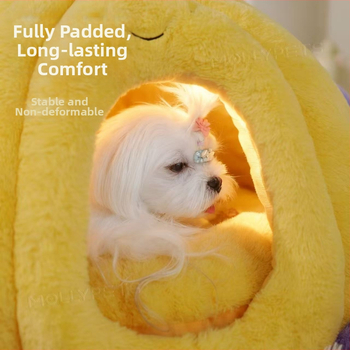 Καταφύγιο για γάτες και σκύλους από βελούδινο ύφασμα, κλειστό σχέδιο, διατηρεί τη θερμότητα το χειμώνα