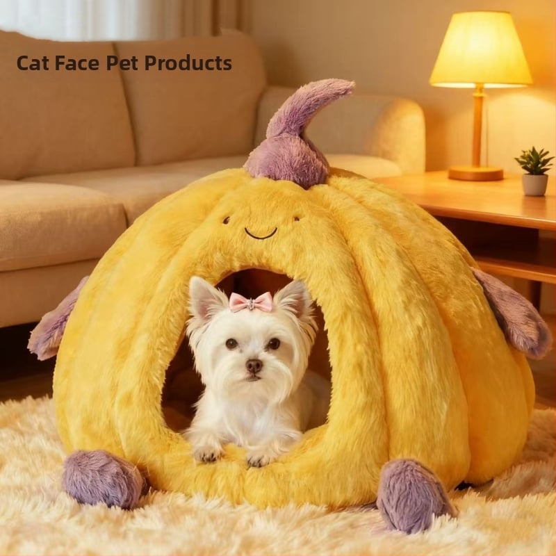 Καταφύγιο για γάτες και σκύλους από βελούδινο ύφασμα, κλειστό σχέδιο, διατηρεί τη θερμότητα το χειμώνα