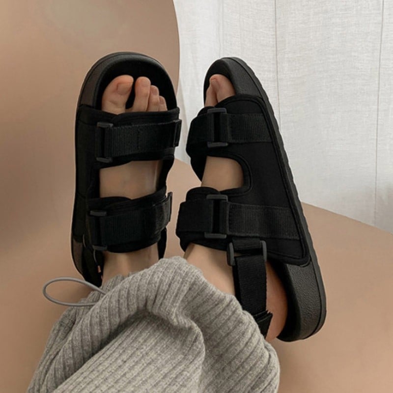 Sandale pentru bărbați, cu deget deschis, partea superioară din webbing, talpă EVA, închidere Velcro, respirante