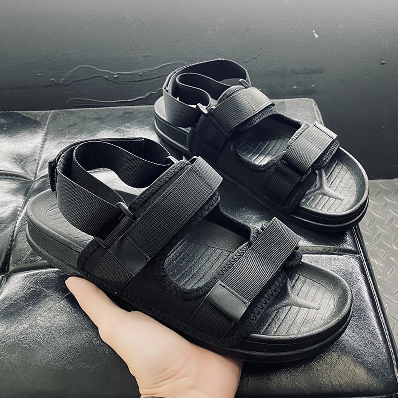 Sandale pentru bărbați, cu deget deschis, partea superioară din webbing, talpă EVA, închidere Velcro, respirante