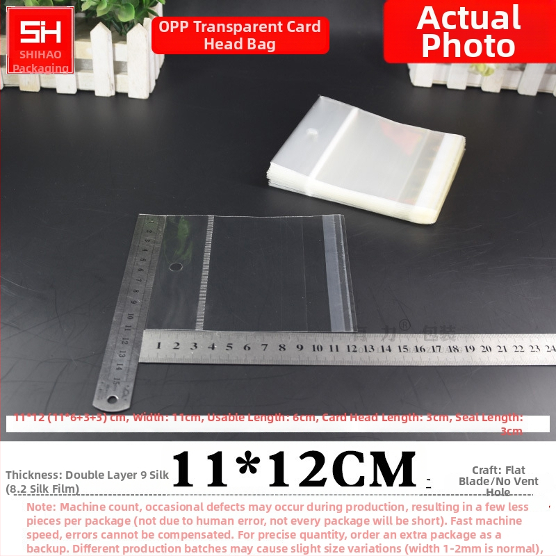 Horizontálne otvárateľná samolepiaca plastová taška na kartičky, priehľadná, s otvormi na zavesenie, vhodná pre šperky, hračky a kancelárske potreby, s logom