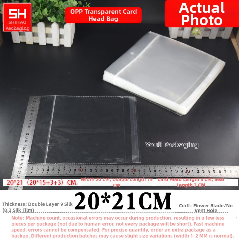 Horizontálne otvárateľná samolepiaca plastová taška na kartičky, priehľadná, s otvormi na zavesenie, vhodná pre šperky, hračky a kancelárske potreby, s logom